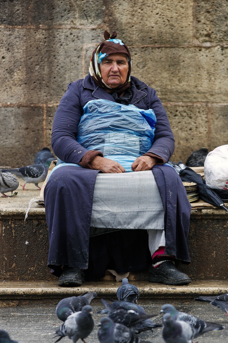 Pigeon lady, Istanbul, Turkey
